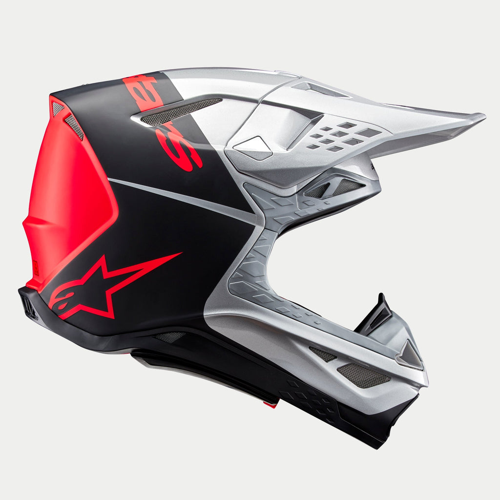 Alpinestars Supertech SM10 Flood Ece 22.06 Helmet - Silver Black Orange Fluo Matt and Gloss - View 4 | Everest Motorcycles
