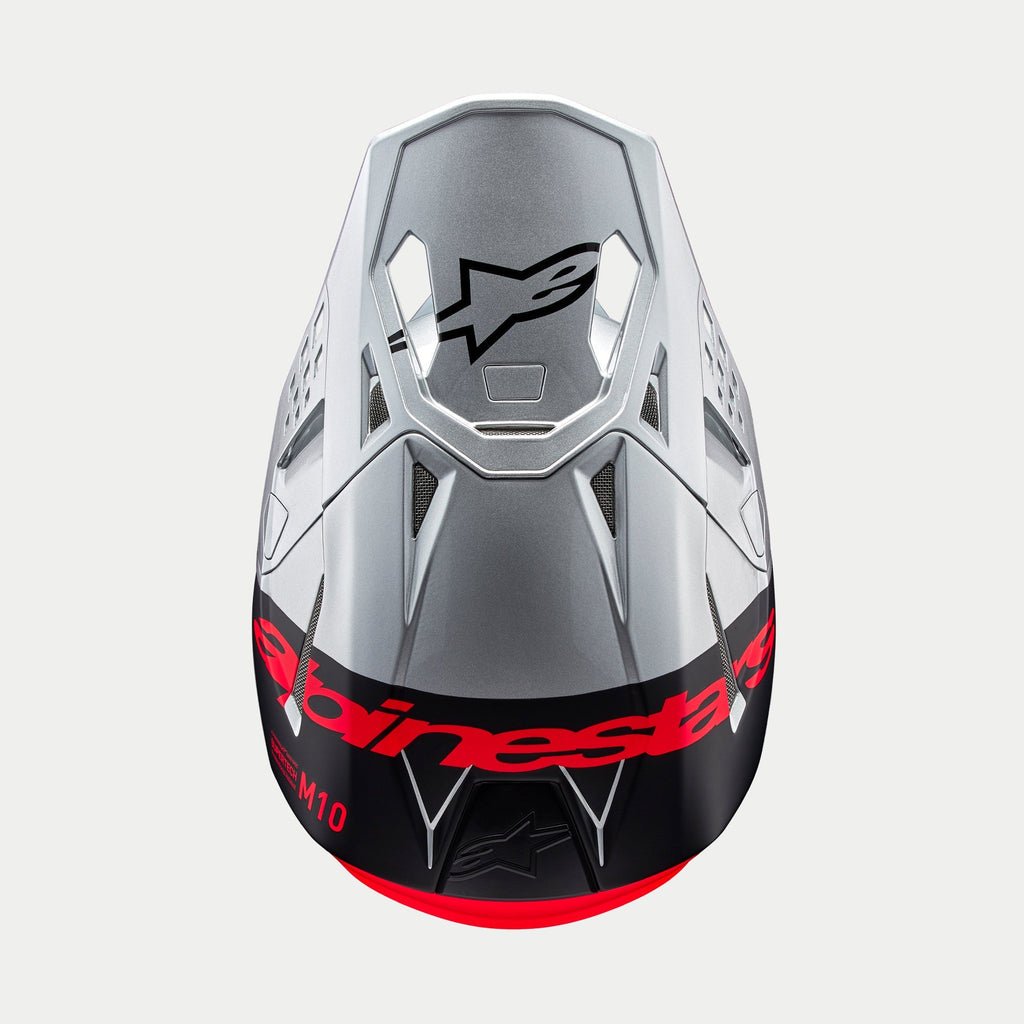 Alpinestars Supertech SM10 Flood Ece 22.06 Helmet - Silver Black Orange Fluo Matt and Gloss - View 7 | Everest Motorcycles