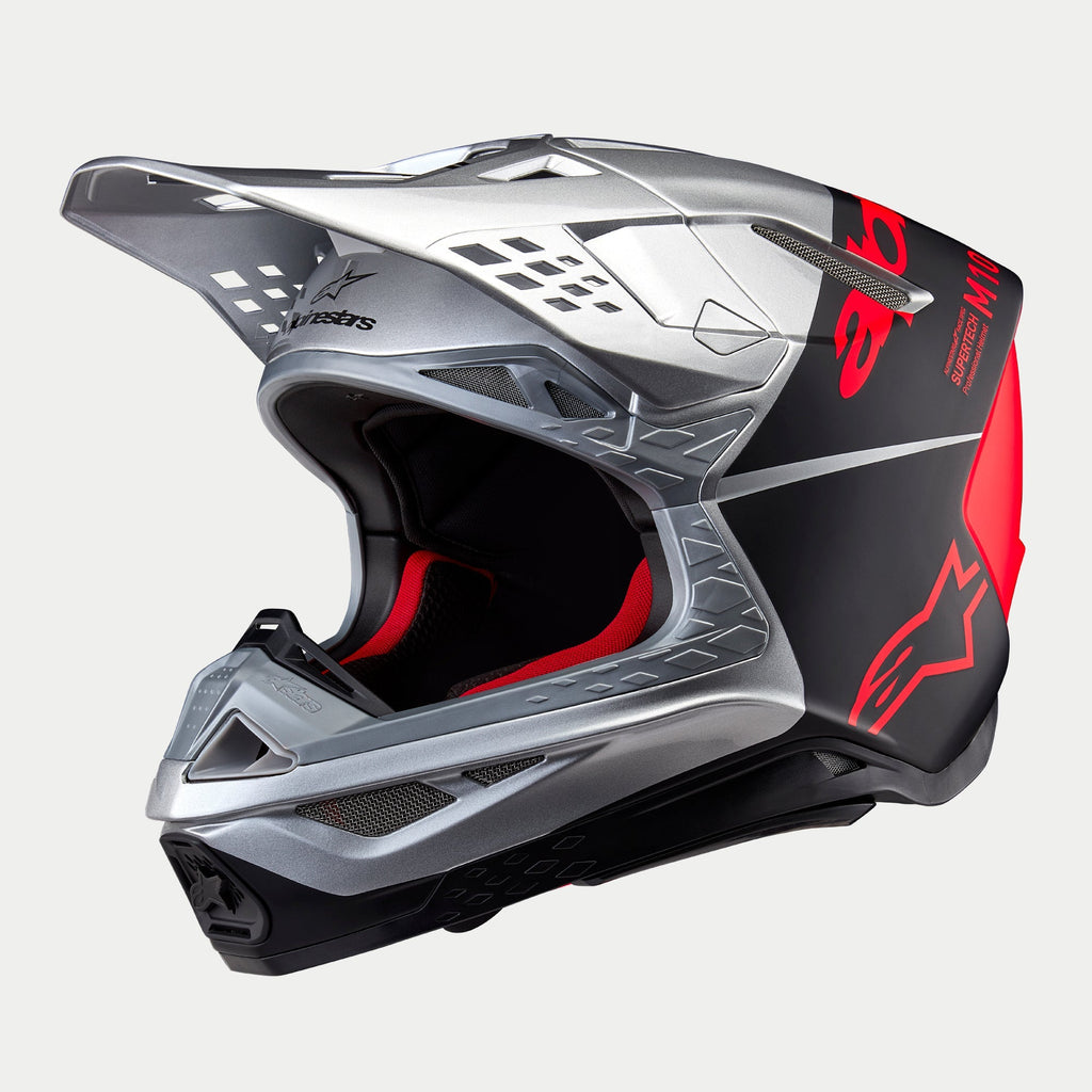 Alpinestars Supertech SM10 Flood Ece 22.06 Helmet - Silver Black Orange Fluo Matt and Gloss - View 1 | Everest Motorcycles