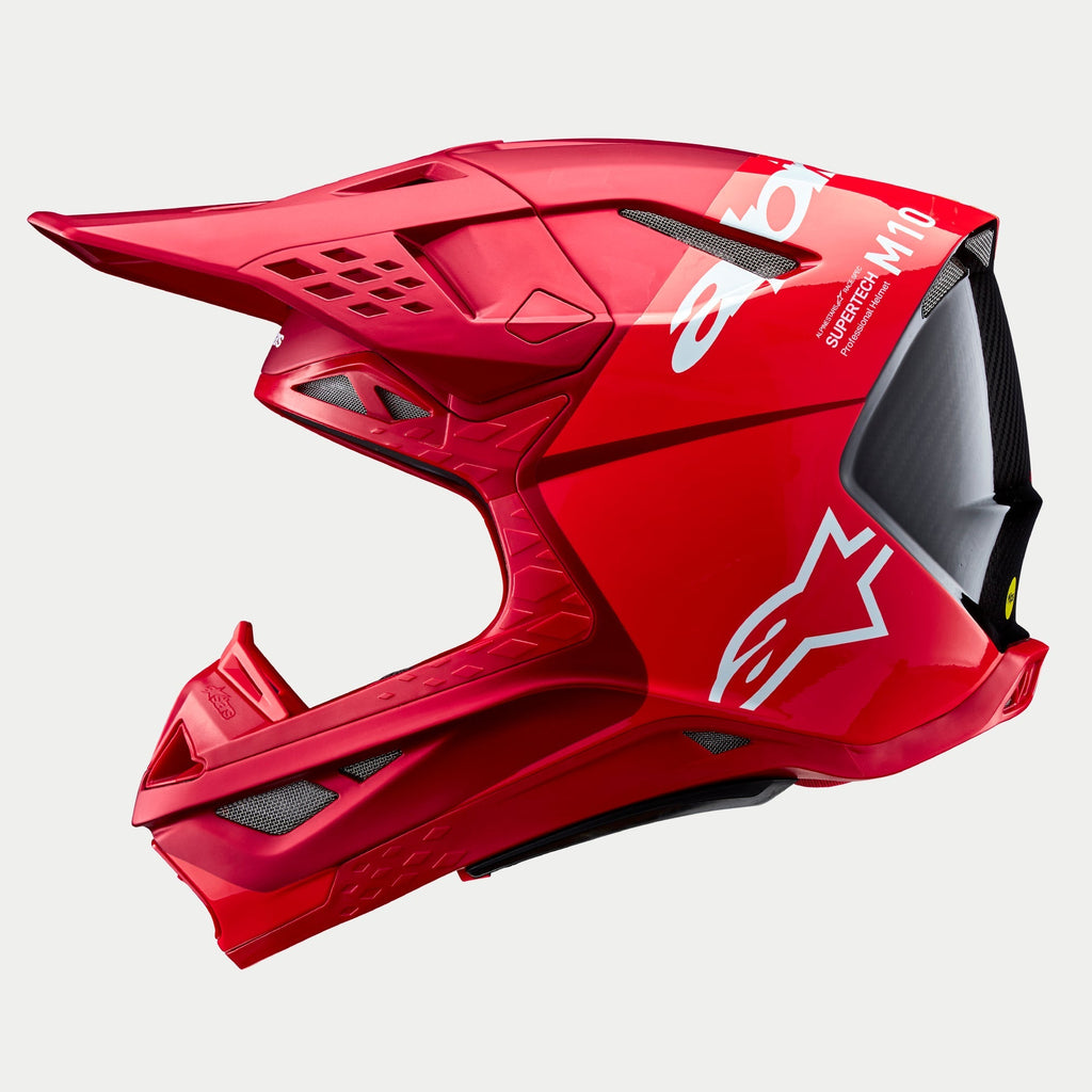Alpinestars Supertech SM10 Flood Ece 22.06 Helmet - Fluro Red Matt and Gloss - View 3 | Everest Motorcycles