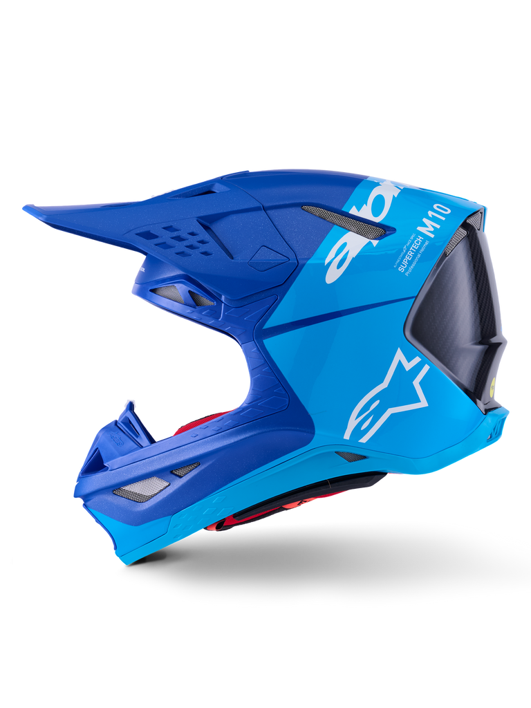 Alpinestars Supertech SM10 Flood Helmet - Metal Blue / Medium Blue / Black Carbon Matt & Glossy