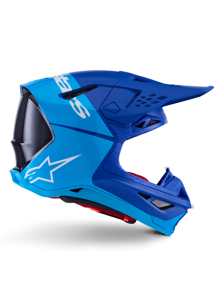 Alpinestars Supertech SM10 Flood Helmet - Metal Blue / Medium Blue / Black Carbon Matt & Glossy