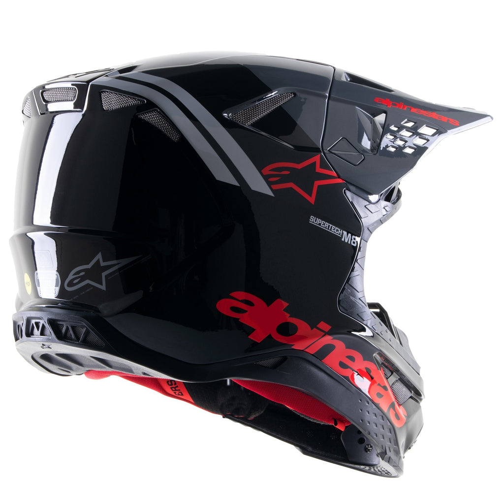 Alpinestars Upertech M8 Radium 2 Helmet - Gloss Black/Neon Red - View 2 | Everest Motorcycles