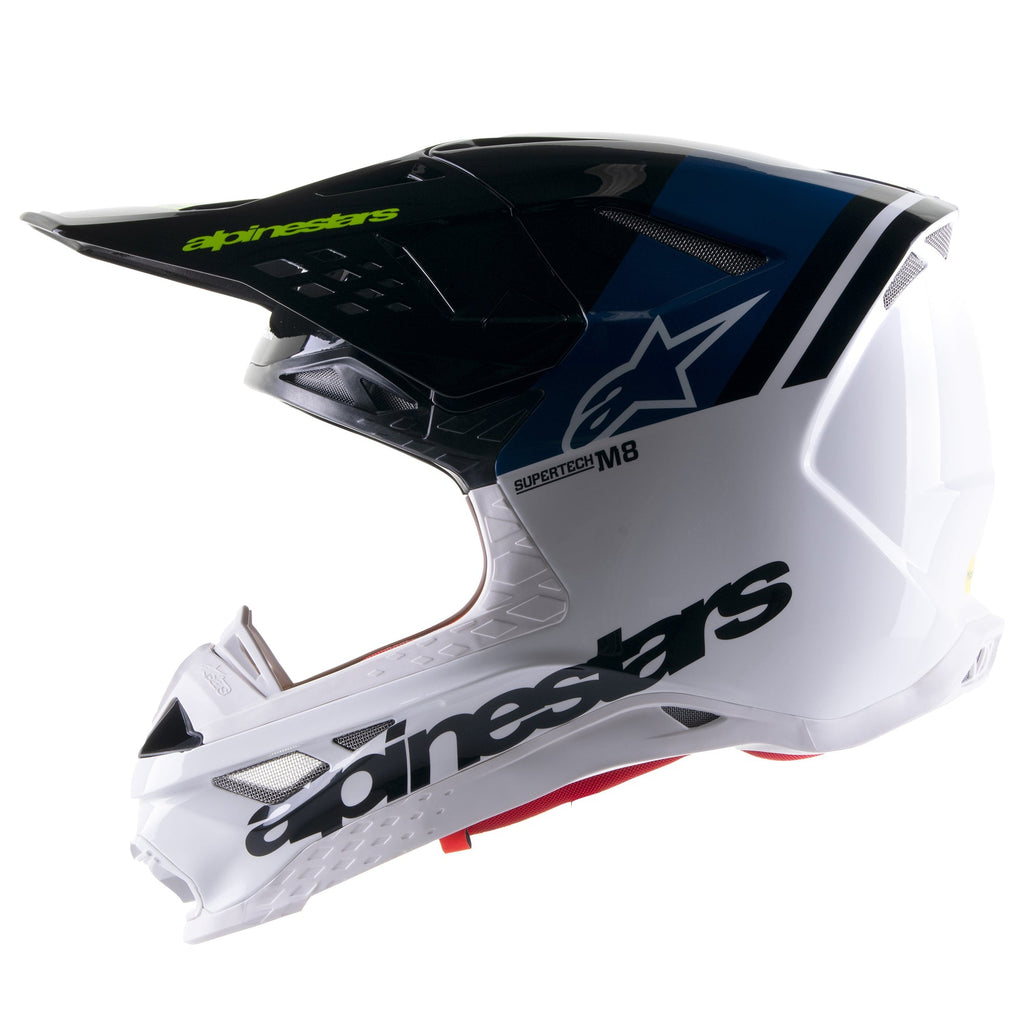Alpinestars Upertech M8 Radium 2 Helmet - Nightlife Gloss Blue White - View 4 | Everest Motorcycles