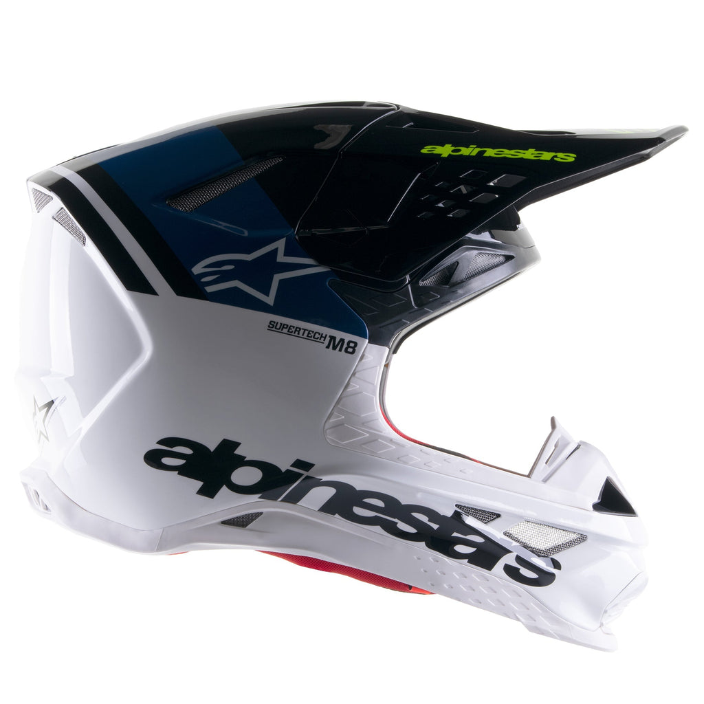 Alpinestars Upertech M8 Radium 2 Helmet - Nightlife Gloss Blue White - View 3 | Everest Motorcycles
