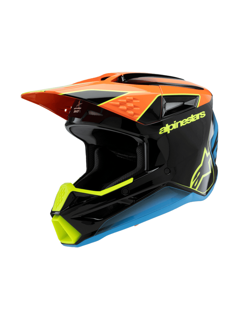 Alpinestars SM3 Youth Fray Ece06 Helmet - Black Orange Fluro-Yellow Glossy - View 1 | Everest Motorcycles