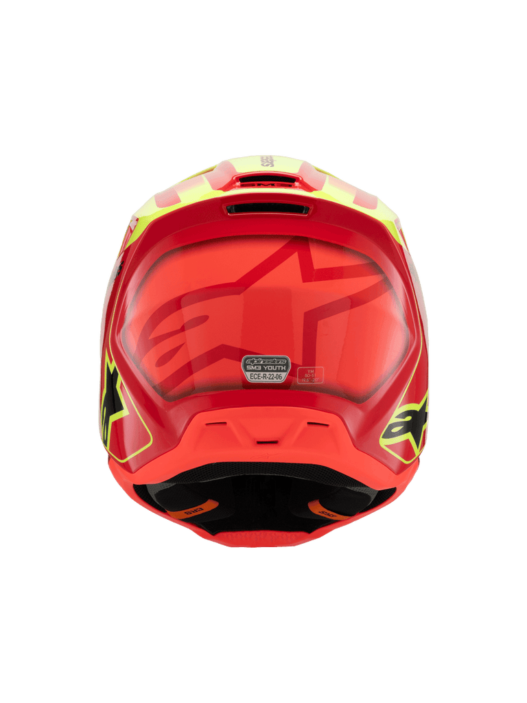 Alpinestars SM3 Youth Fray Ece06 Helmet - Red Fluro Yellow Black - View 3 | Everest Motorcycles