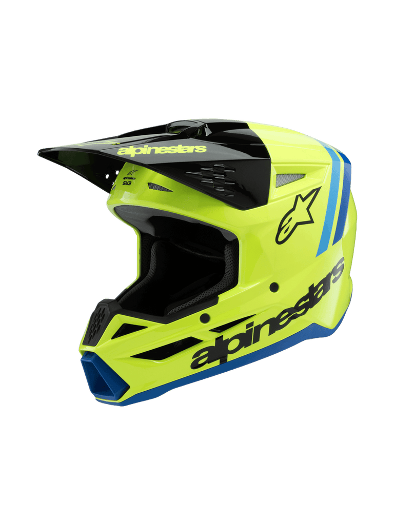 Alpinestars SM3 Youth Radium Ece06 Helmet - Fluro-Yellow Black Blue Glossy - View 1 | Everest Motorcycles