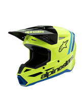 Load image into Gallery viewer, Alpinestars SM3 Youth Radium Ece06 Helmet - Fluro-Yellow Black Blue Glossy - View 1 | Everest Motorcycles