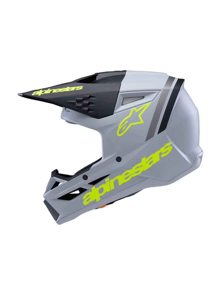 Alpinestars SM3 Youth Radium Ece06 Helmet - Grey Black Fluro-Yellow Matt - View 3 | Everest Motorcycles