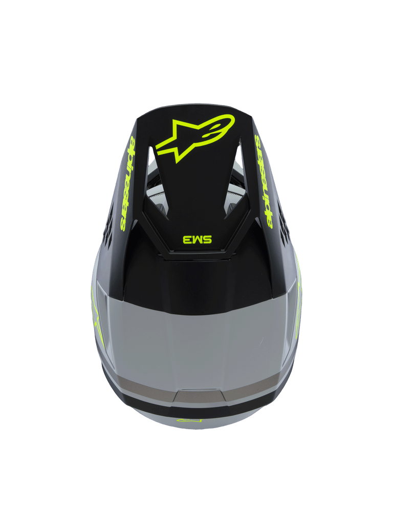Alpinestars SM3 Youth Radium ECE06 Visor - Grey Black Fluro-Yellow Matt | Everest Motorcycles