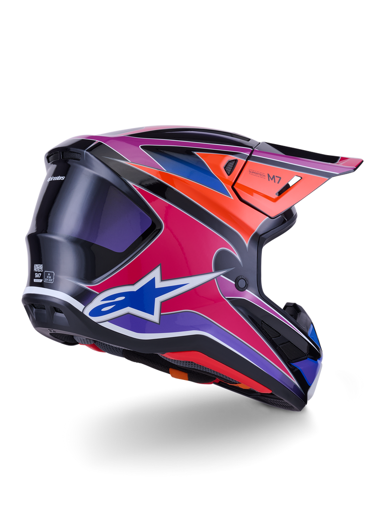 Alpinestars SM7 Fuse ECE06 Helmet - Blue/Purple/Pink/Glossy - View 4 | Everest Motorcycles