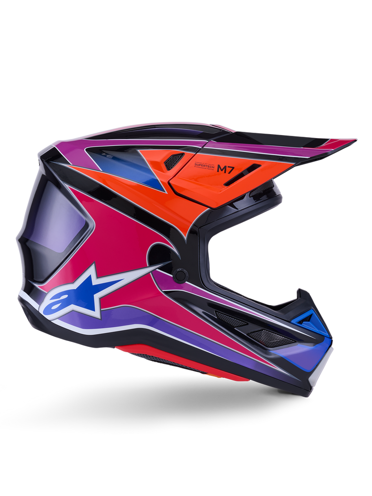 Alpinestars SM7 Fuse ECE06 Helmet - Blue/Purple/Pink/Glossy - View 2 | Everest Motorcycles