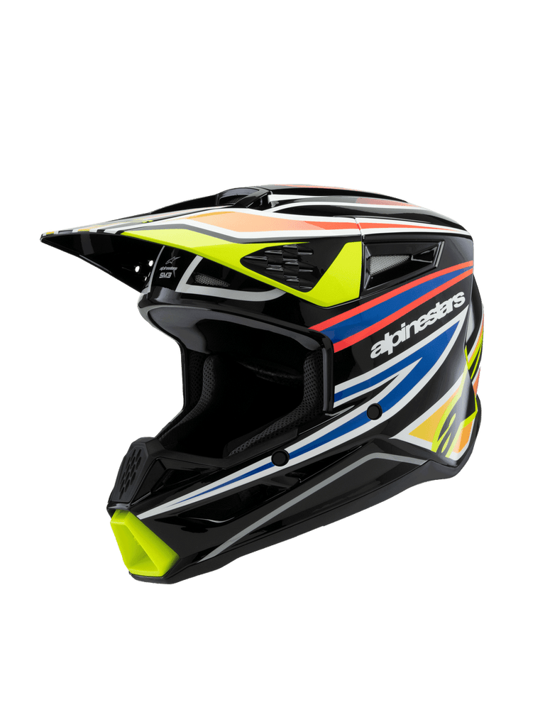 Alpinestars SM3 Youth Wurx ECE06 Helmet - Black Yellow Fluro Blue Red Glossy - View 1 | Everest Motorcycles