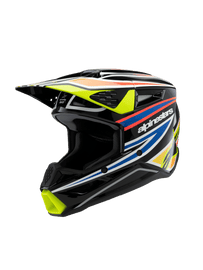 Alpinestars SM3 Youth Wurx ECE06 Helmet - Black Yellow Fluro Blue Red Glossy - View 1 | Everest Motorcycles