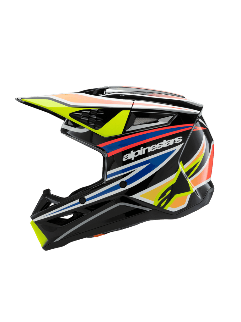Alpinestars SM3 Youth Wurx ECE06 Helmet - Black Yellow Fluro Blue Red Glossy - View 2 | Everest Motorcycles