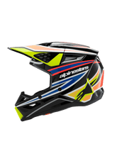 Load image into Gallery viewer, Alpinestars SM3 Youth Wurx ECE06 Helmet - Black Yellow Fluro Blue Red Glossy - View 2 | Everest Motorcycles