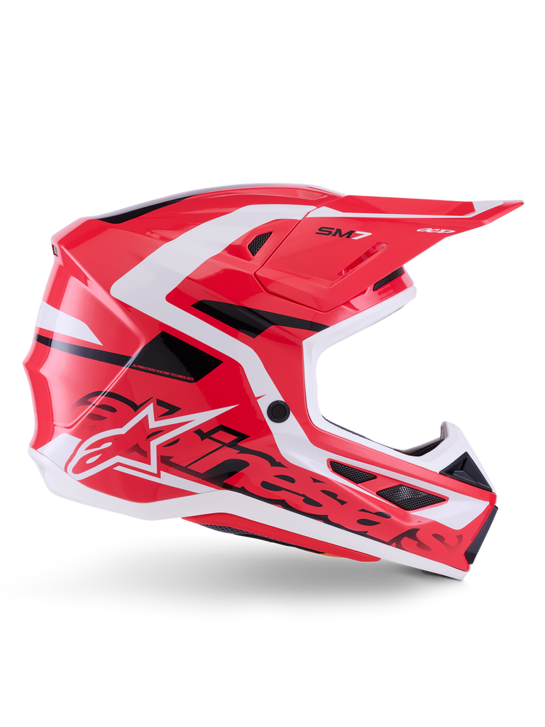 Alpinestars SM7 Deed ECE06 Helmet - Red/Black/White/Glossy - View 2 | Everest Motorcycles