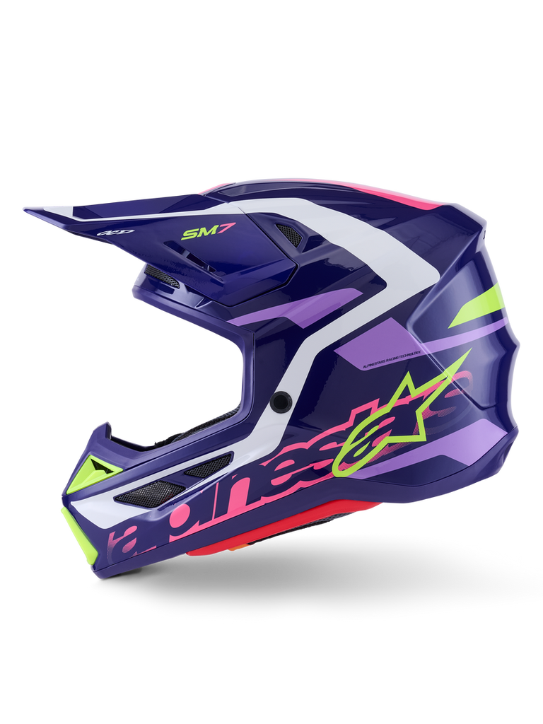 Alpinestars SM7 Deed ECE06 Helmet - Purple/Pink/Glossy - View 4 | Everest Motorcycles