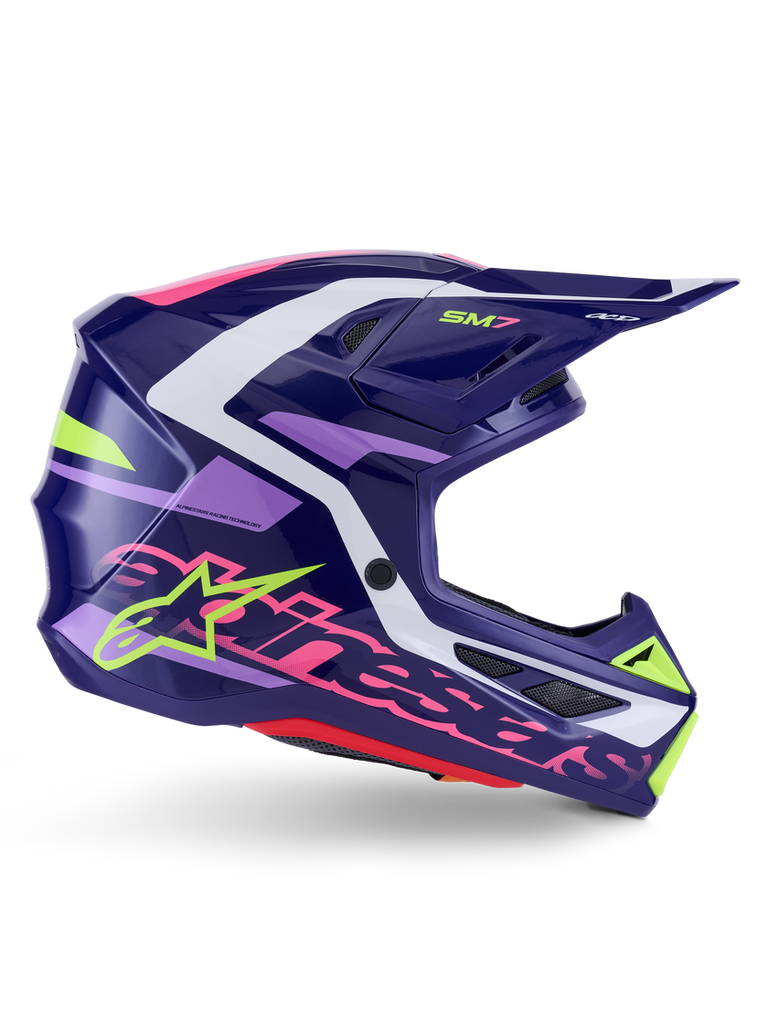 Alpinestars SM7 Deed ECE06 Helmet - Purple/Pink/Glossy - View 2 | Everest Motorcycles