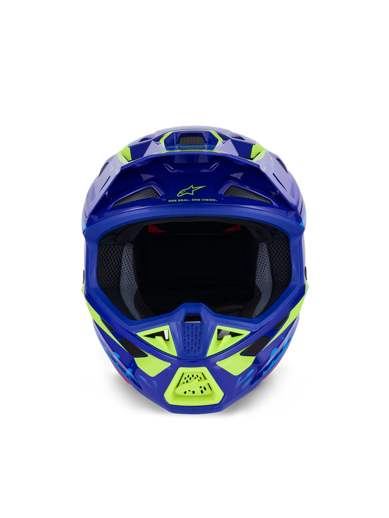 Alpinestars SM7 Deed ECE06 Helmet - Blue/Fluro-Yellow/Glossy - View 3 | Everest Motorcycles
