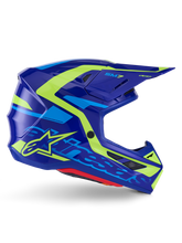 Load image into Gallery viewer, Alpinestars SM7 Deed ECE06 Helmet - Blue/Fluro-Yellow/Glossy - View 2 | Everest Motorcycles
