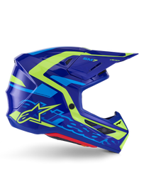Alpinestars SM7 Deed ECE06 Helmet - Blue/Fluro-Yellow/Glossy - View 2 | Everest Motorcycles