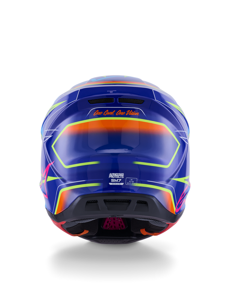 Alpinestars SM7 Cast ECE06 Helmet - Blue/Pink/Fluro-Yellow/Glossy - View 3 | Everest Motorcycles