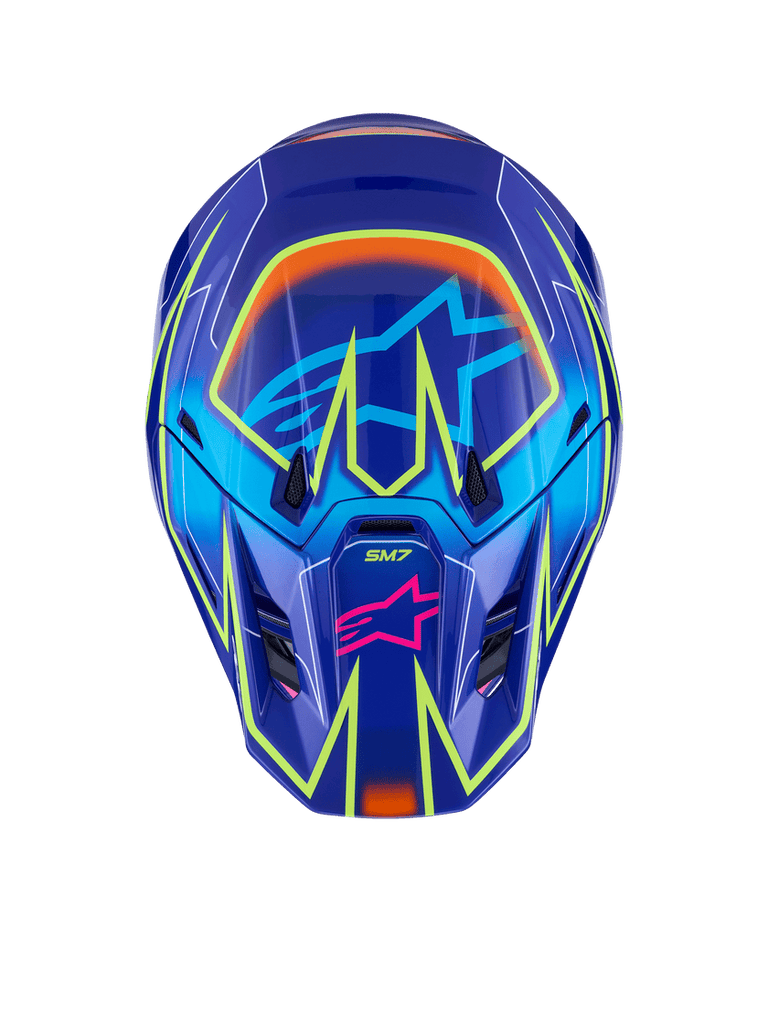 Alpinestars SM7 Cast ECE06 Helmet - Blue/Pink/Fluro-Yellow/Glossy - View 6 | Everest Motorcycles