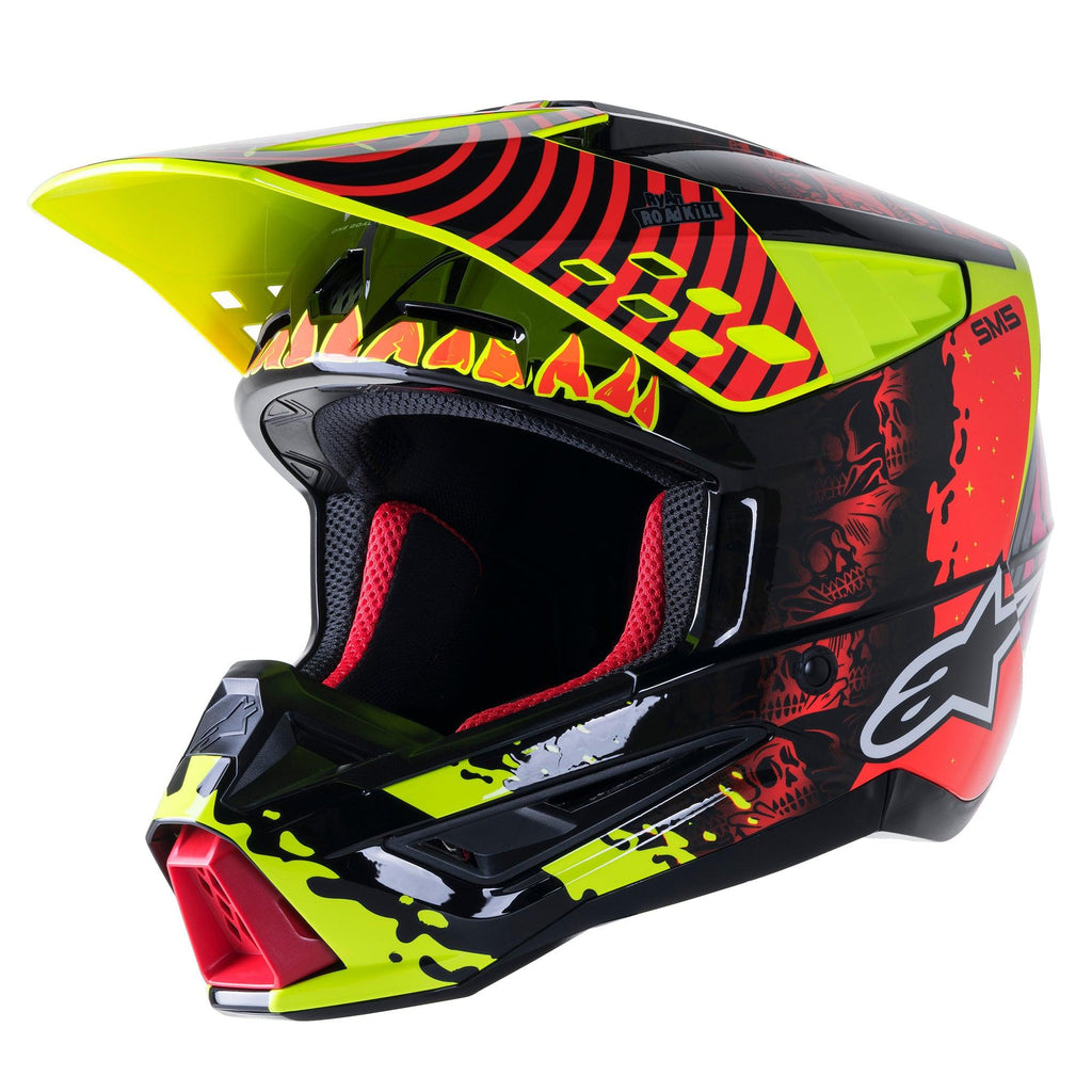 Alpinestars SM5 Solar Flare Helmet - Gloss Black Red Fluro Yellow - View 1 | Everest Motorcycles