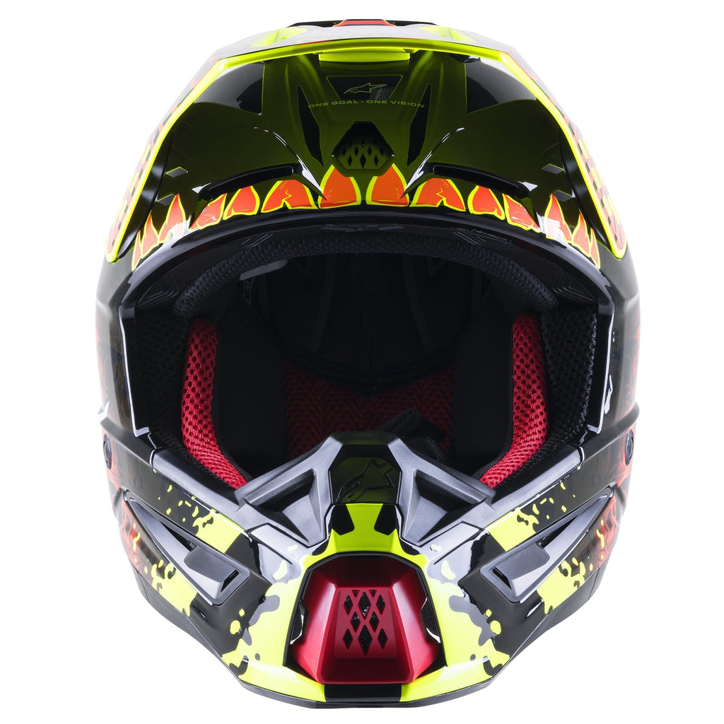 Alpinestars SM5 Solar Flare Helmet - Gloss Black Red Fluro Yellow - View 2 | Everest Motorcycles
