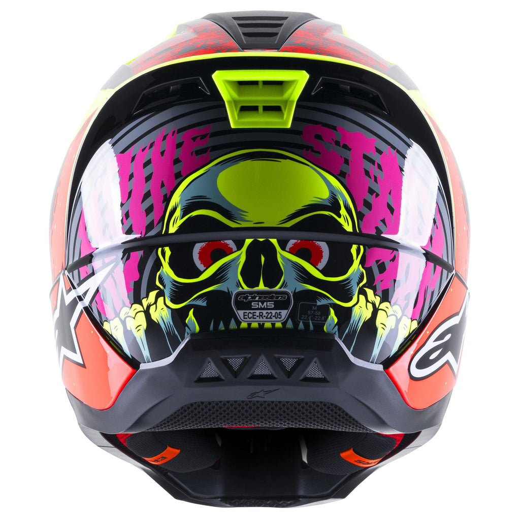 Alpinestars SM5 Solar Flare Helmet - Gloss Black Red Fluro Yellow - View 4 | Everest Motorcycles