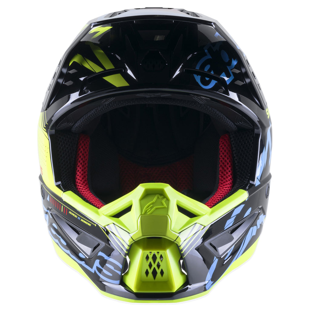 Alpinestars SM5 Action Helmet - Gloss Black Blue Fluro Yellow - View 2 | Everest Motorcycles
