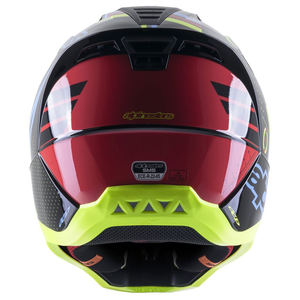 Alpinestars SM5 Action Helmet - Gloss Black Blue Fluro Yellow - View 5 | Everest Motorcycles