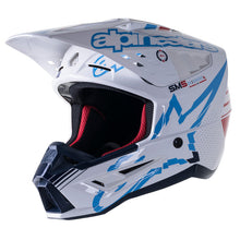 Load image into Gallery viewer, Alpinestars SM5 Action Helmet - Gloss White Cyan Dark Blue - View 1 | Everest Motorcycles