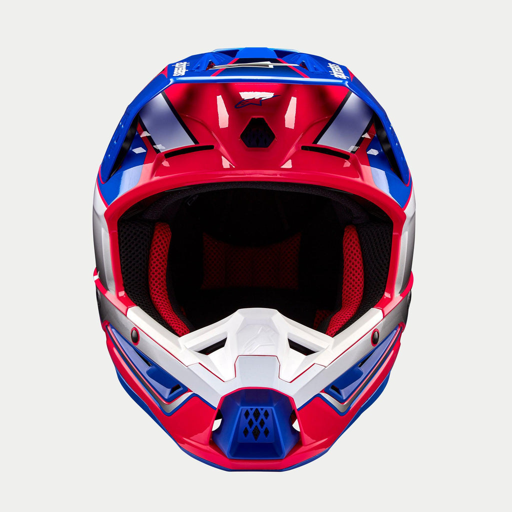 Alpinestars SM5 Sail Ece 22.06 Helmet - White Diva Pink Enamel Blue Gloss - View 2 | Everest Motorcycles