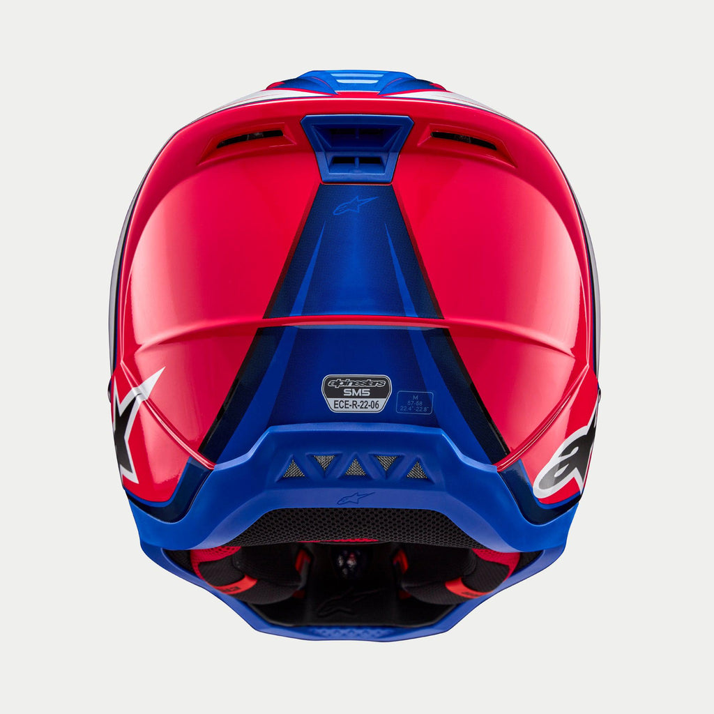Alpinestars SM5 Sail Ece 22.06 Helmet - White Diva Pink Enamel Blue Gloss - View 4 | Everest Motorcycles