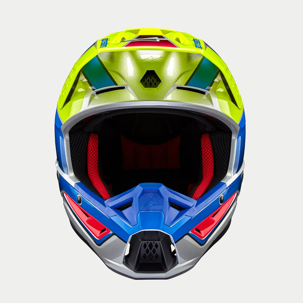 Alpinestars SM5 Sail Ece 22.06 Helmet - Fluro Yellow Enamel Blue Silver Gloss - View 2 | Everest Motorcycles