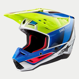 Alpinestars SM5 Sail Ece 22.06 Helmet - Fluro Yellow Enamel Blue Silver Gloss - View 1 | Everest Motorcycles