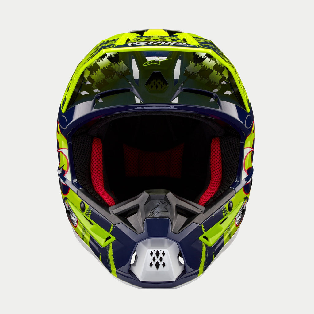 Alpinestars SM5 Rash Ece 22.06 Helmet - Night Navy Fluro Yellow Gloss - View 2 | Everest Motorcycles