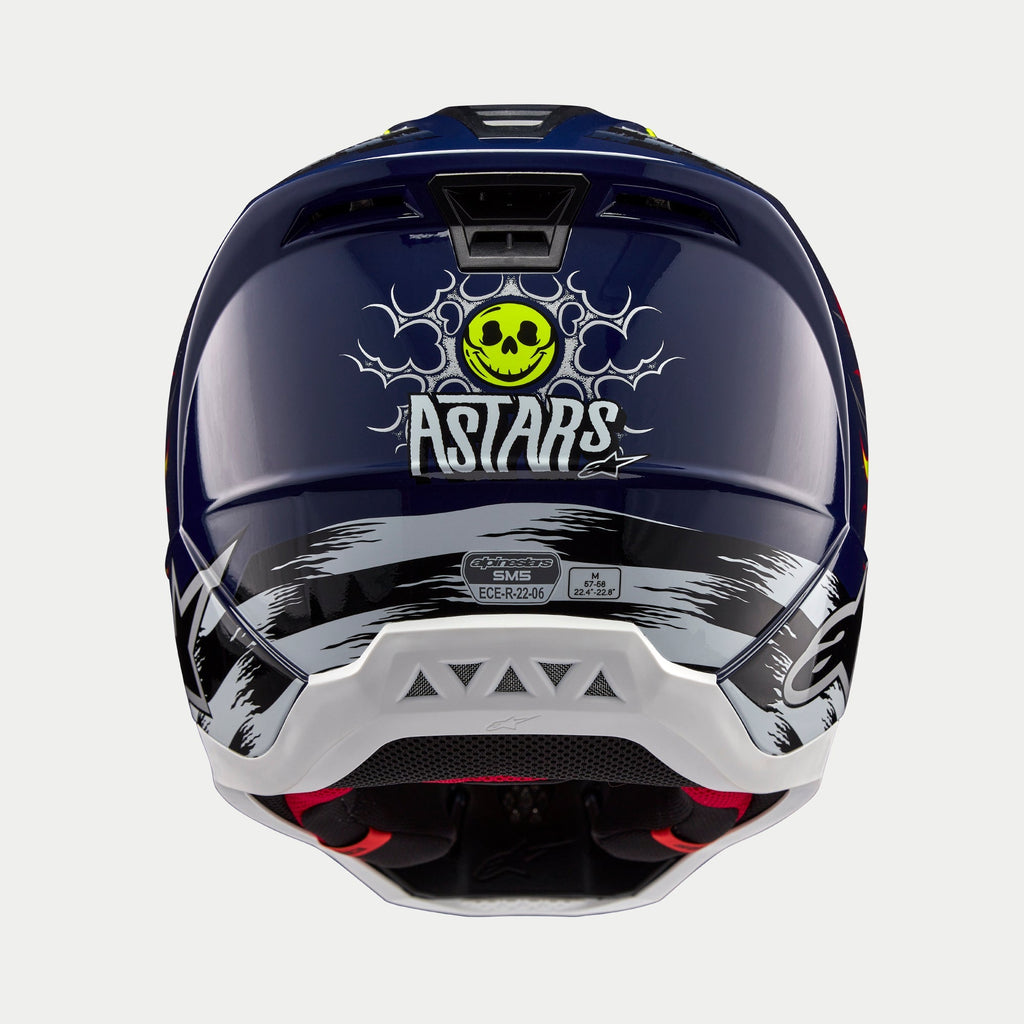 Alpinestars SM5 Rash Ece 22.06 Helmet - Night Navy Fluro Yellow Gloss - View 4 | Everest Motorcycles