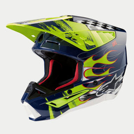 Alpinestars SM5 Rash Ece 22.06 Helmet - Night Navy Fluro Yellow Gloss - View 1 | Everest Motorcycles