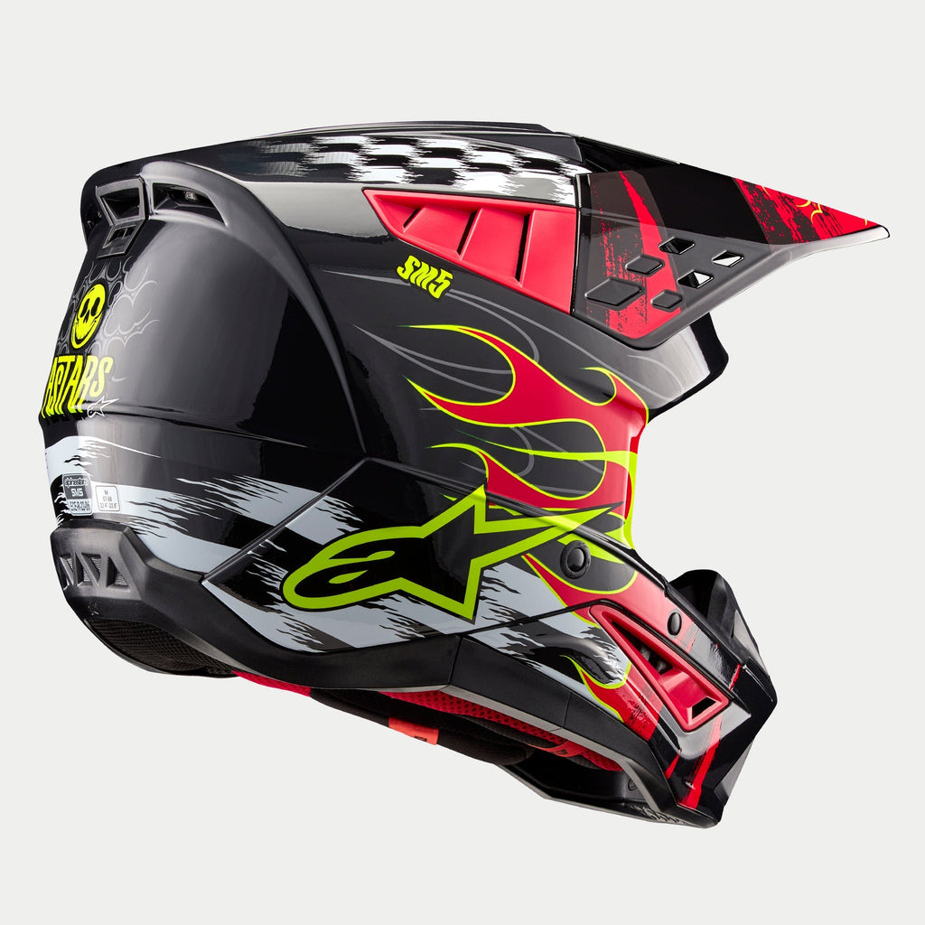 Alpinestars SM5 Rash Ece 22.06 Helmet - Dark Gray Bright Red Gloss - View 3 | Everest Motorcycles