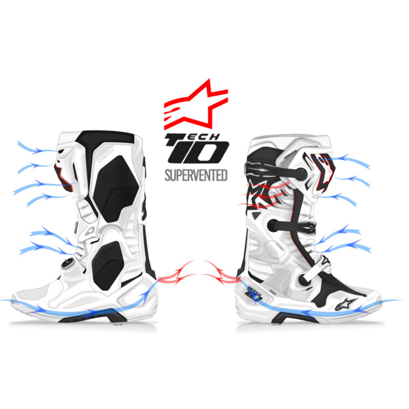 Alpinestars Tech 10 Supervented MX Boots - White - View 2 | Everest Motorcycles