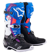 Load image into Gallery viewer, Alpinestars Tech 10 Supervented Black/Enamel Blue/Purple/White Boots - View 1 | Everest Motorcycles