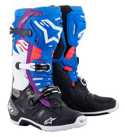 Alpinestars Tech 10 Supervented Black/Enamel Blue/Purple/White Boots - View 1 | Everest Motorcycles