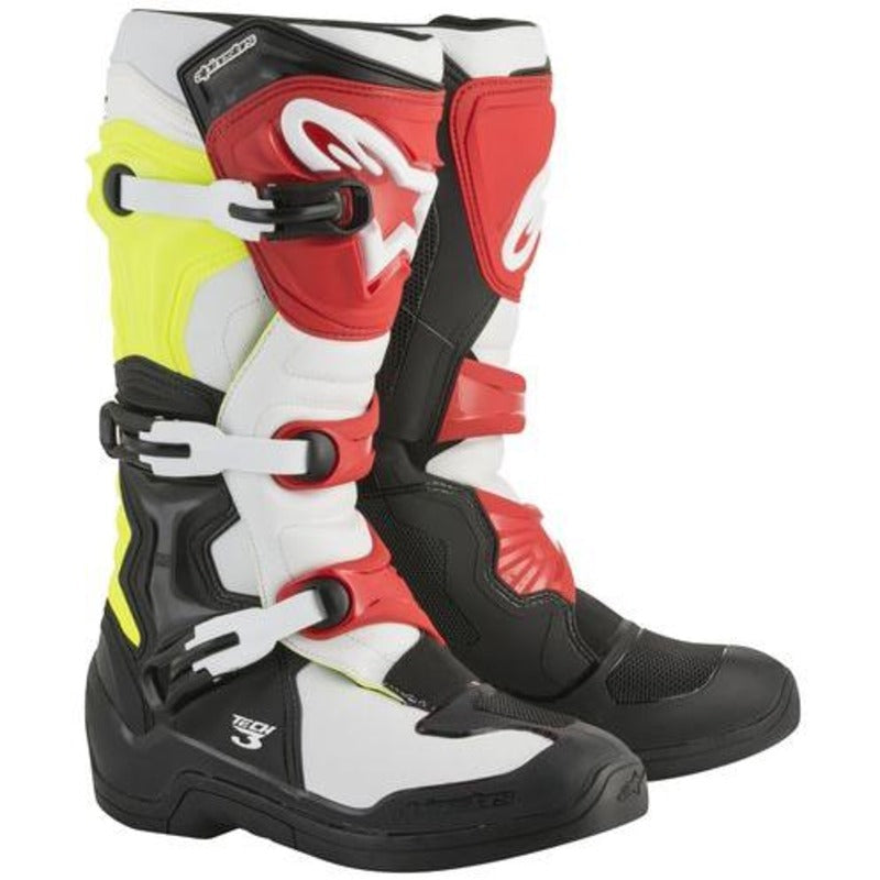 Alpinestars Tech 3 MX Boots - Black/White/Fluro Yellow/Red - MotoHeaven