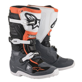 Alpinestars Tech 7S Youth MX Boots - Black/Grey/White/Fluro/Orange - MotoHeaven