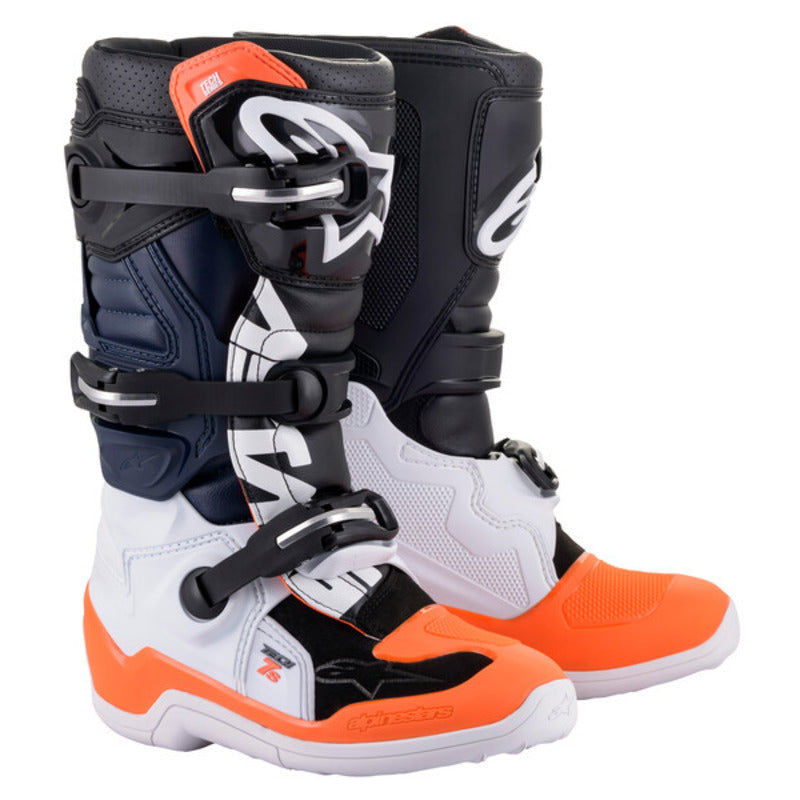 Alpinestars Tech 7S MX Youth Boots - Black/White/Orange - MotoHeaven