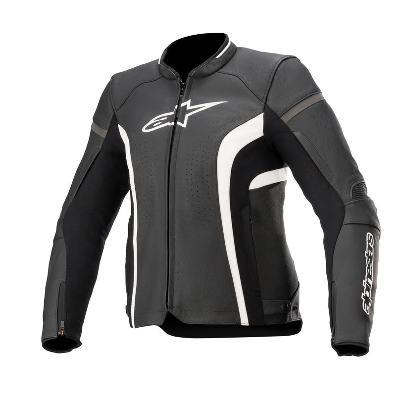 Alpinestars Women's Kira V2 Leather Jacket - Black/White - MotoHeaven